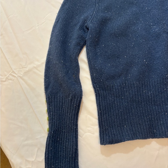 Alexa Cropped Chunky Blue LS Blue Sweater Green Buttons Women’s Size Small - Picture 12 of 13
